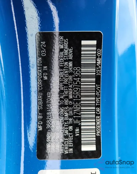 2024 Toyota Gr 86 Premium z USA, uszkodzony, nr VIN JF1ZNBE15R9754368